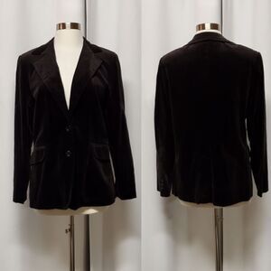 Vintage 80s Retro Black Velvet Punk Goth Rocker Steampunk Power Blazer Medium